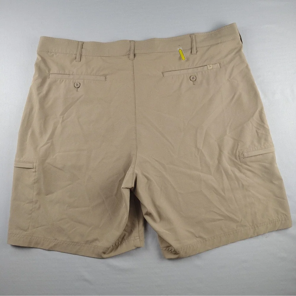 Birdie Bound Men's Golf Shorts 44 Khaki Stretch Performance Flat Front Casual